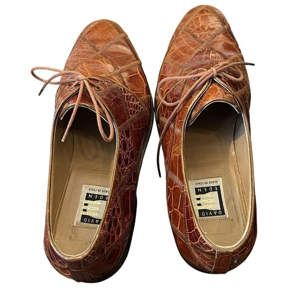 David Eden Brown Alligator Crocodile Handmade Leather Mens Size 10 Shoes main image 12
